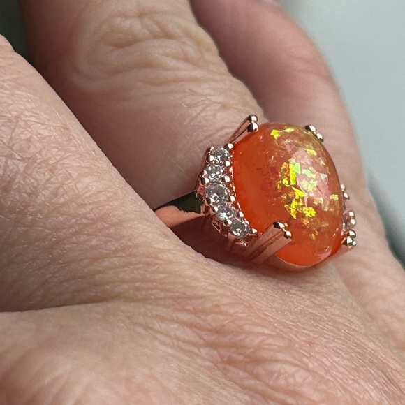 4/$50 Elegant Orange Gemstone Ring 7 1/4 🥳 - Picture 5 of 7
